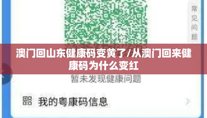 澳门回山东健康码变黄了/从澳门回来健康码为什么变红