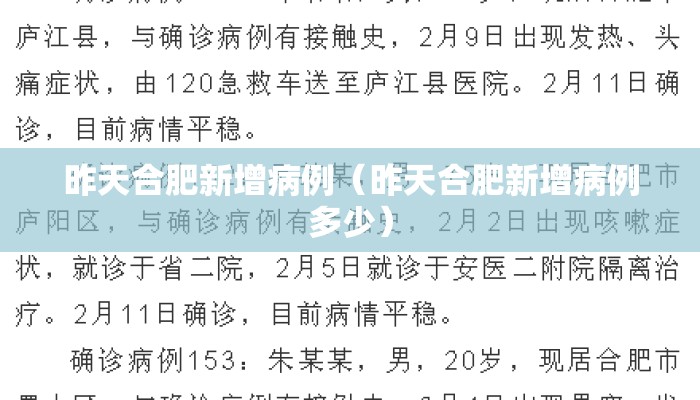 昨天合肥新增病例（昨天合肥新增病例多少）