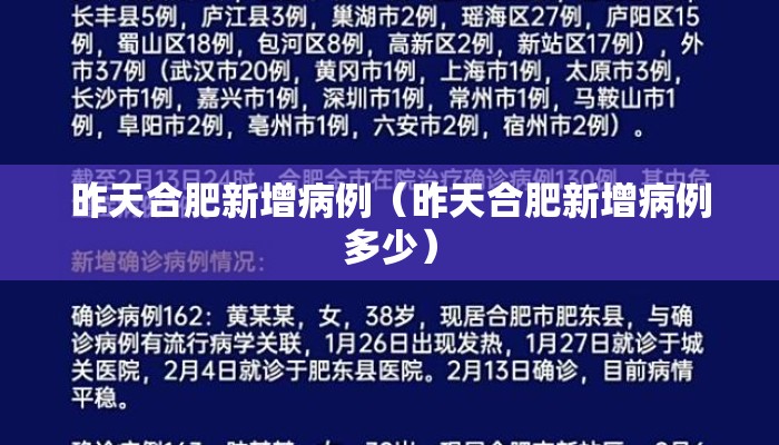 昨天合肥新增病例（昨天合肥新增病例多少）