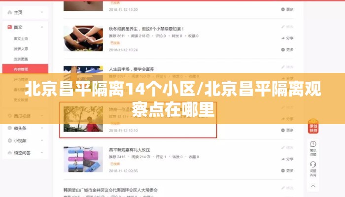 北京昌平隔离14个小区/北京昌平隔离观察点在哪里