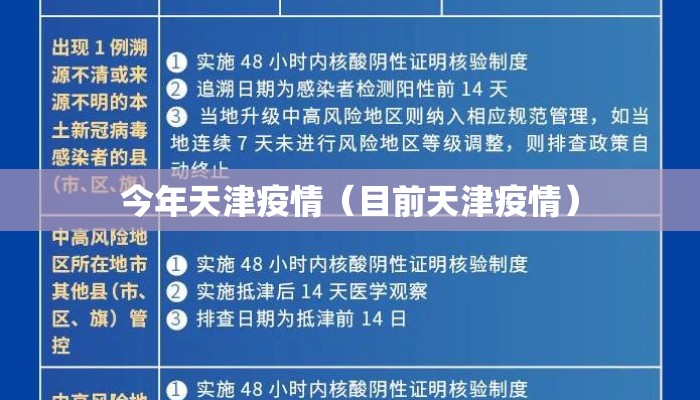 今年天津疫情（目前天津疫情）