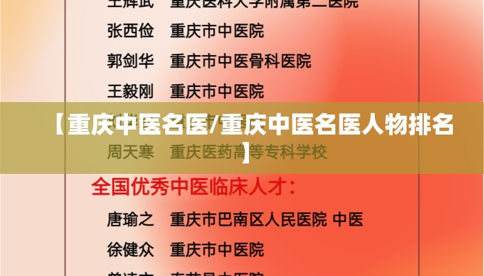 【重庆中医名医/重庆中医名医人物排名】