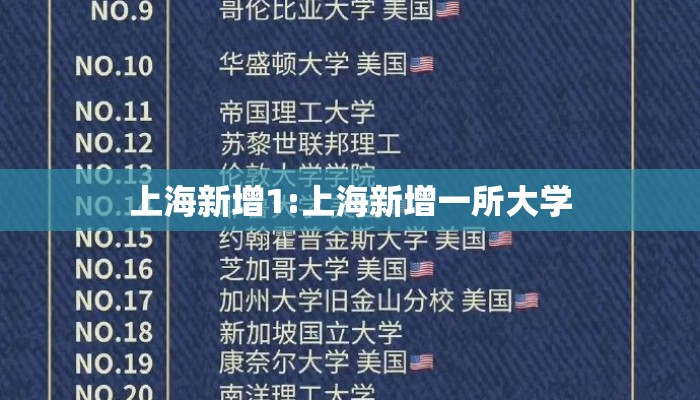 上海新增1:上海新增一所大学