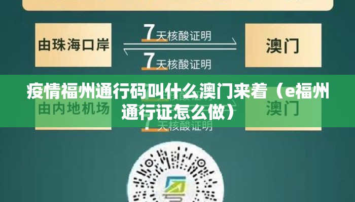 疫情福州通行码叫什么澳门来着（e福州通行证怎么做）