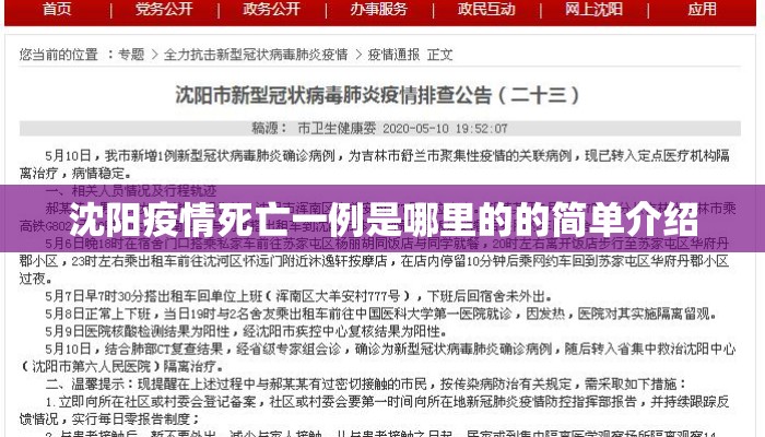 沈阳疫情死亡一例是哪里的的简单介绍