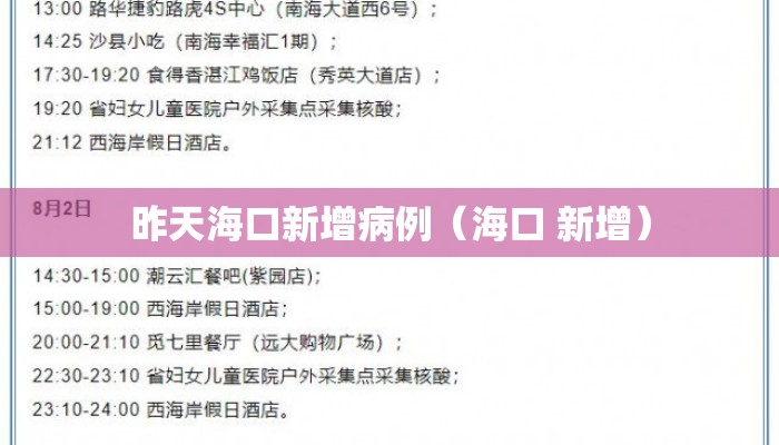昨天海口新增病例（海口 新增）