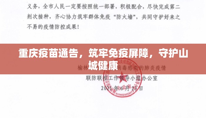 重庆疫苗通告，筑牢免疫屏障，守护山城健康