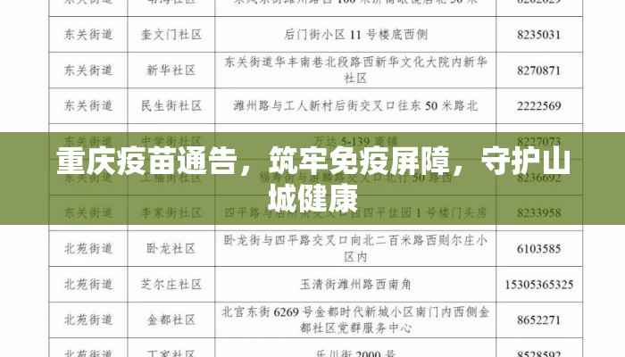 重庆疫苗通告，筑牢免疫屏障，守护山城健康