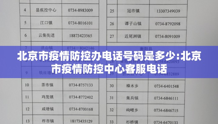 北京市疫情防控办电话号码是多少:北京市疫情防控中心客服电话