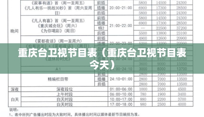 重庆台卫视节目表（重庆台卫视节目表今天）