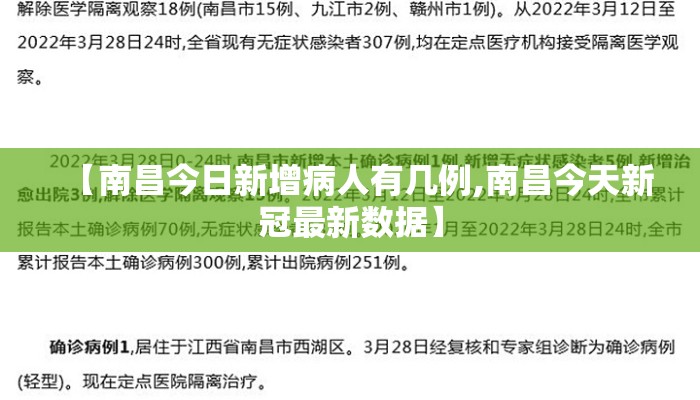 【南昌今日新增病人有几例,南昌今天新冠最新数据】