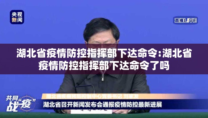 湖北省疫情防控指挥部下达命令:湖北省疫情防控指挥部下达命令了吗