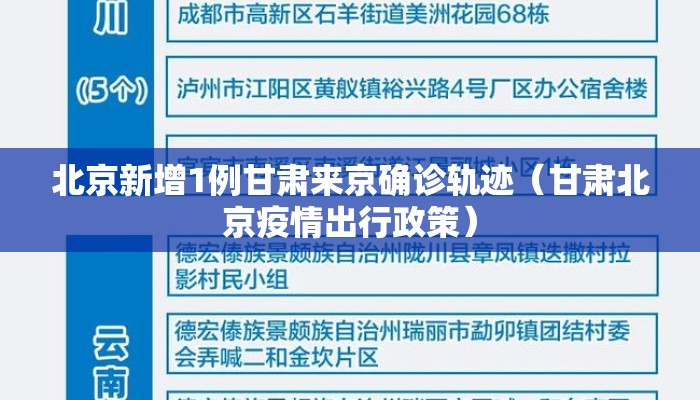 北京新增1例甘肃来京确诊轨迹（甘肃北京疫情出行政策）