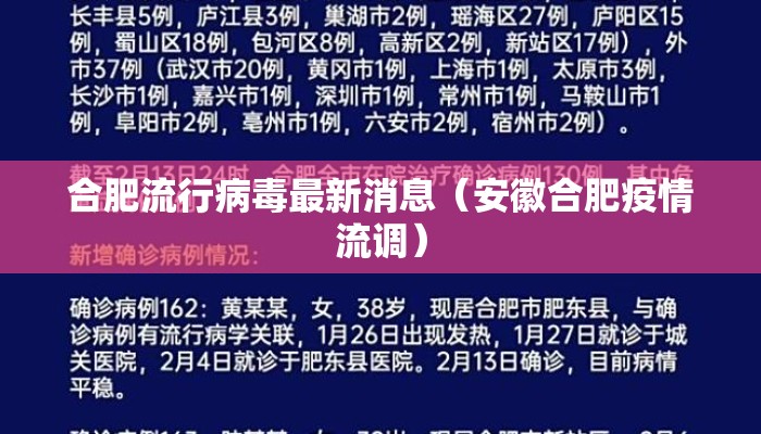 合肥流行病毒最新消息（安徽合肥疫情流调）