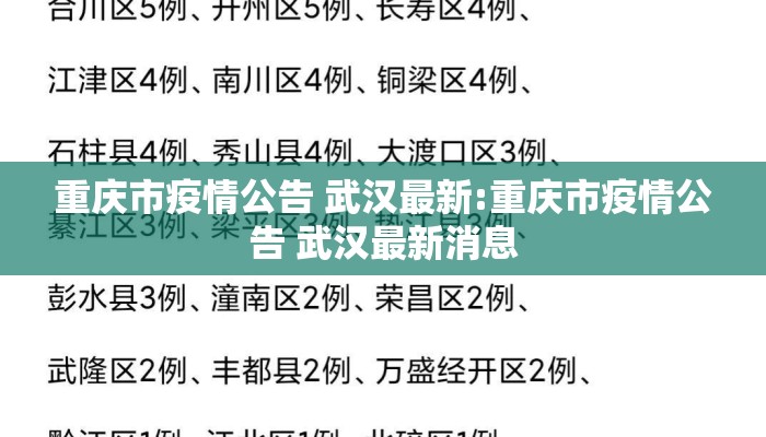 重庆市疫情公告 武汉最新:重庆市疫情公告 武汉最新消息