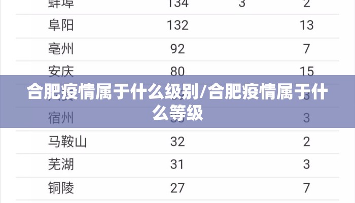 合肥疫情属于什么级别/合肥疫情属于什么等级