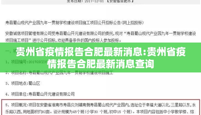 贵州省疫情报告合肥最新消息:贵州省疫情报告合肥最新消息查询