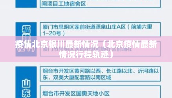 疫情北京银川最新情况（北京疫情最新情况行程轨迹）