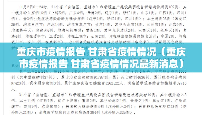 重庆市疫情报告 甘肃省疫情情况（重庆市疫情报告 甘肃省疫情情况最新消息）