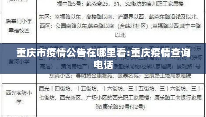 重庆市疫情公告在哪里看:重庆疫情查询电话