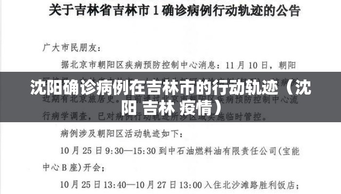 沈阳确诊病例在吉林市的行动轨迹（沈阳 吉林 疫情）