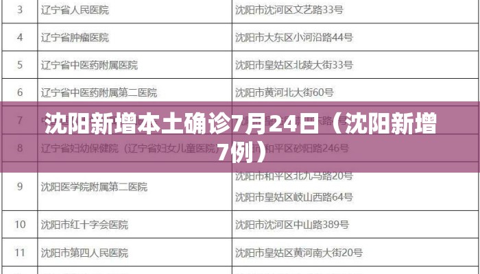 沈阳新增本土确诊7月24日（沈阳新增7例）