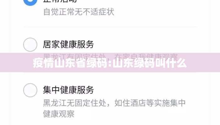 疫情山东省绿码:山东绿码叫什么