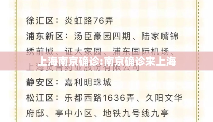 上海南京确诊:南京确诊来上海