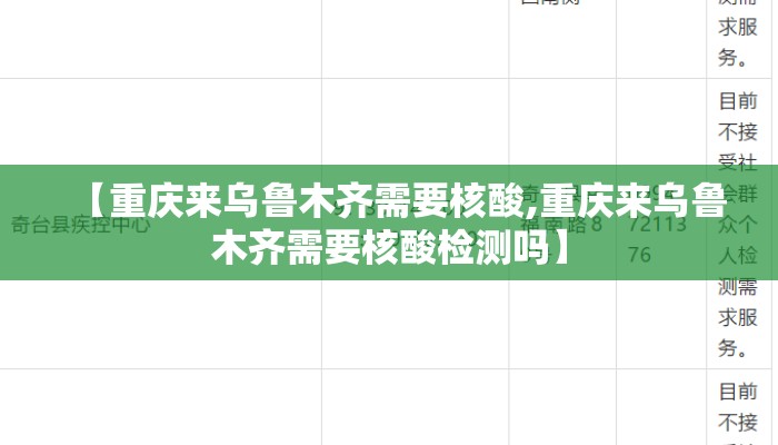 【重庆来乌鲁木齐需要核酸,重庆来乌鲁木齐需要核酸检测吗】