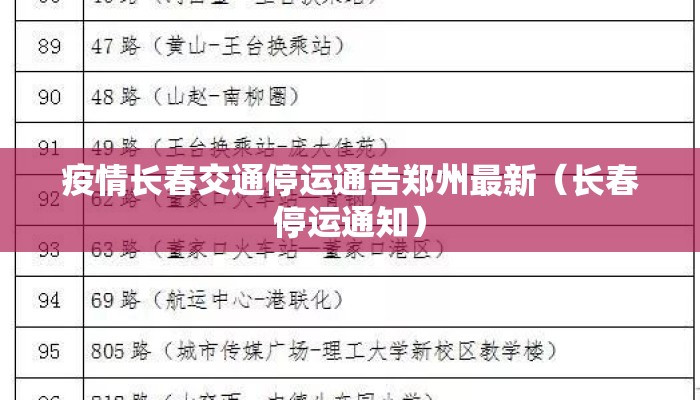 疫情长春交通停运通告郑州最新（长春停运通知）