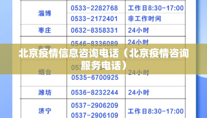 北京疫情信息咨询电话（北京疫情咨询服务电话）