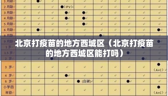 北京打疫苗的地方西城区（北京打疫苗的地方西城区能打吗）