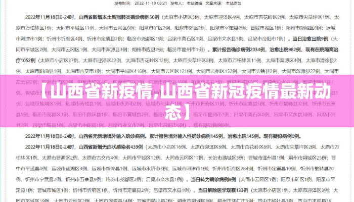 【山西省新疫情,山西省新冠疫情最新动态】