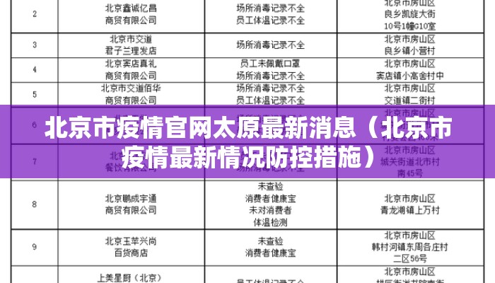 北京市疫情官网太原最新消息（北京市疫情最新情况防控措施）