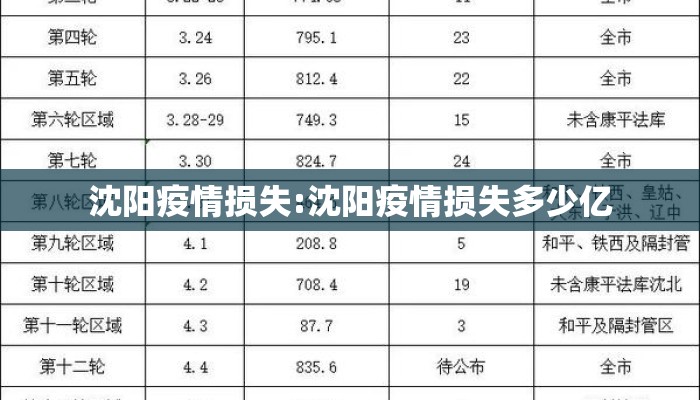 沈阳疫情损失:沈阳疫情损失多少亿