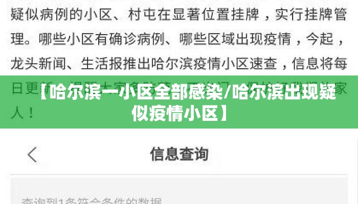 【哈尔滨一小区全部感染/哈尔滨出现疑似疫情小区】