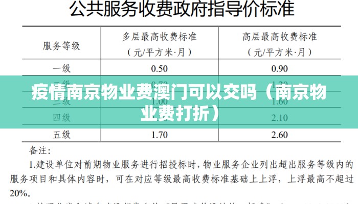 疫情南京物业费澳门可以交吗（南京物业费打折）
