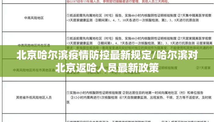 北京哈尔滨疫情防控最新规定/哈尔滨对北京返哈人员最新政策