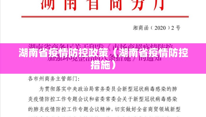 湖南省疫情防控政策（湖南省疫情防控措施）