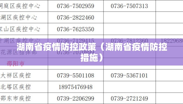 湖南省疫情防控政策（湖南省疫情防控措施）