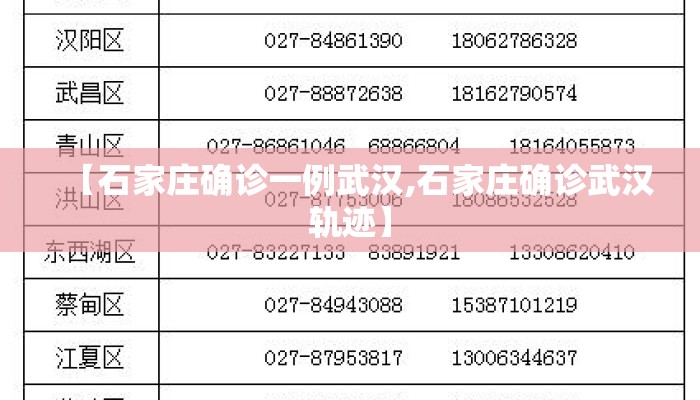 【石家庄确诊一例武汉,石家庄确诊武汉轨迹】