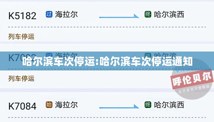 哈尔滨车次停运:哈尔滨车次停运通知