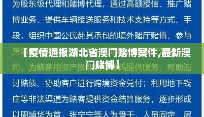 【疫情通报湖北省澳门赌博案件,最新澳门赌博】