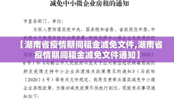 【湖南省疫情期间租金减免文件,湖南省疫情期间租金减免文件通知】