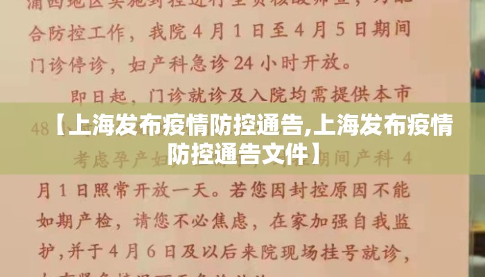 【上海发布疫情防控通告,上海发布疫情防控通告文件】