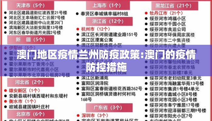 澳门地区疫情兰州防疫政策:澳门的疫情防控措施