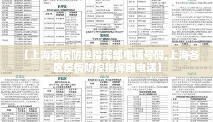 【上海疫情防控指挥部电话号码,上海各区疫情防控指挥部电话】