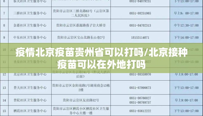 疫情北京疫苗贵州省可以打吗/北京接种疫苗可以在外地打吗
