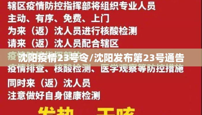 沈阳疫情23号令/沈阳发布第23号通告