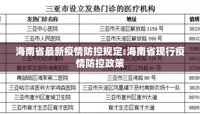 海南省最新疫情防控规定:海南省现行疫情防控政策